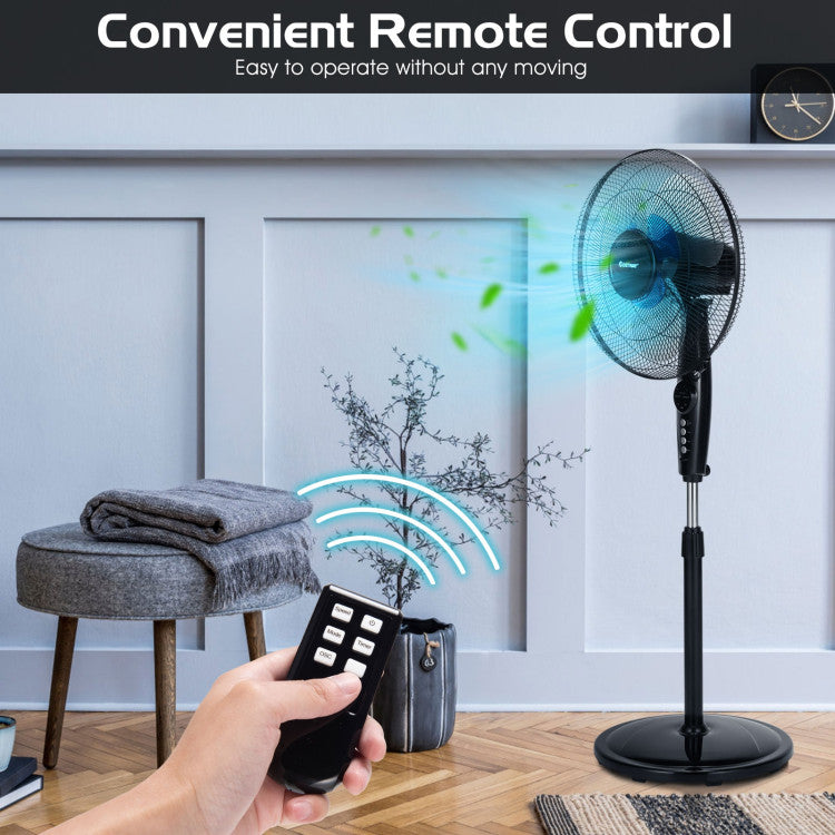 Adjustable Height Floor Fan – 16-Inch Oscillating Stand with Low-Noise Operation | Custom Cool | For Living Room & Workspace Use