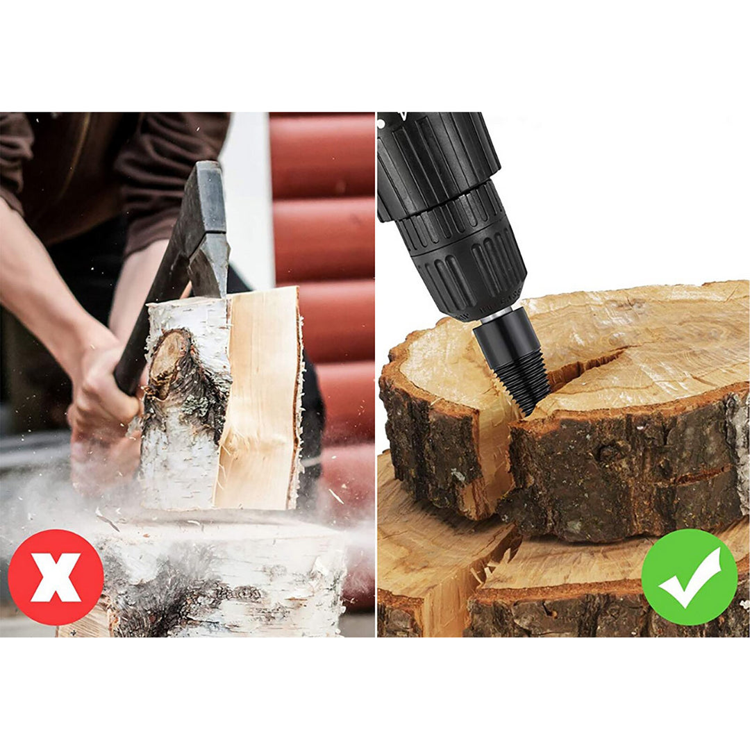PowerSplit Wood Splitter Tool – Effortless Log Splitting with Carbon Steel Drill and 3 Shafts