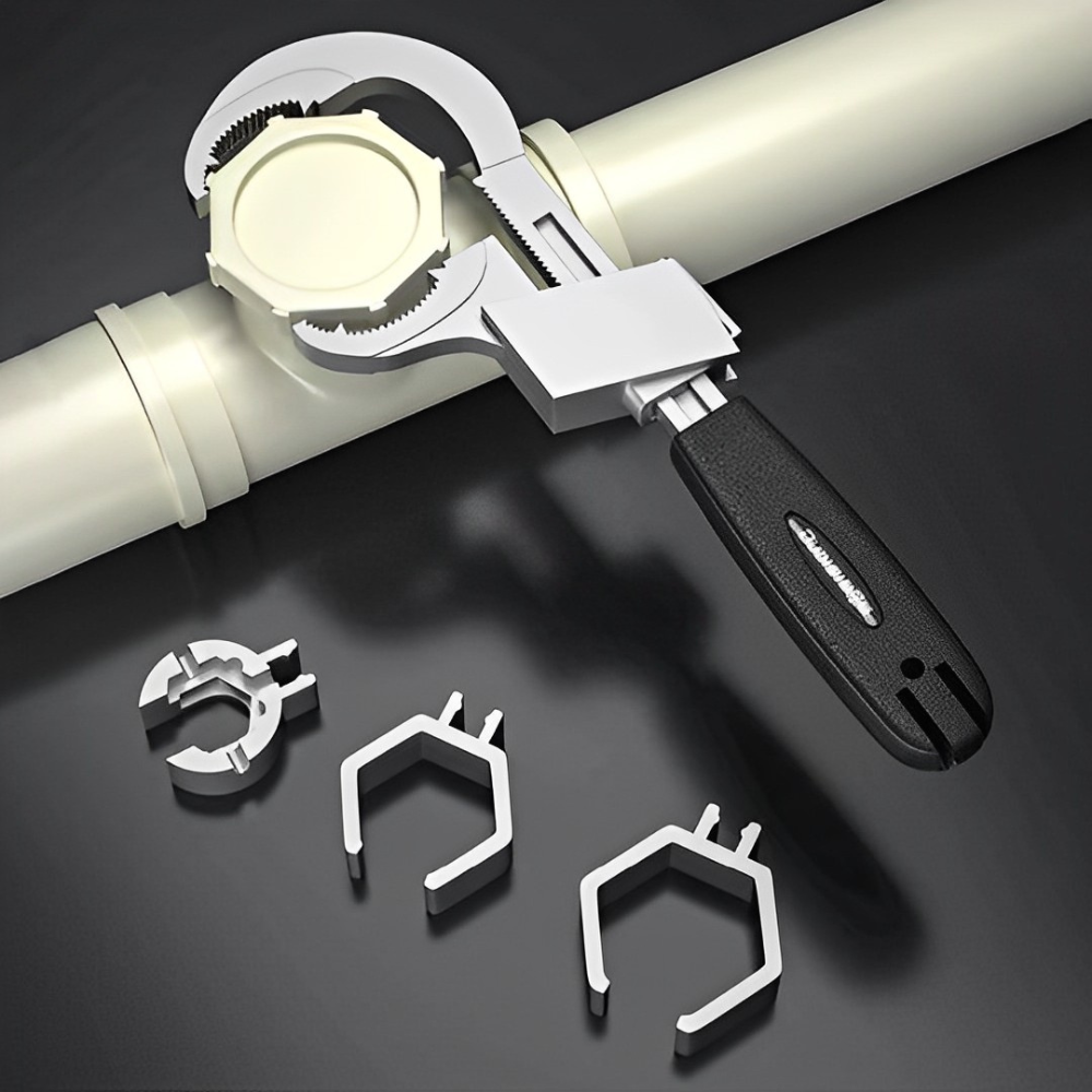 Multifunctional Sanitary Key – Adjustable Plumbing Wrench with Interchangeable Heads