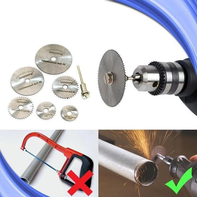 6-Piece Circular Saw Blade Set – High-Speed Steel Cutting Discs for Drills | Wood, Metal & Plastic