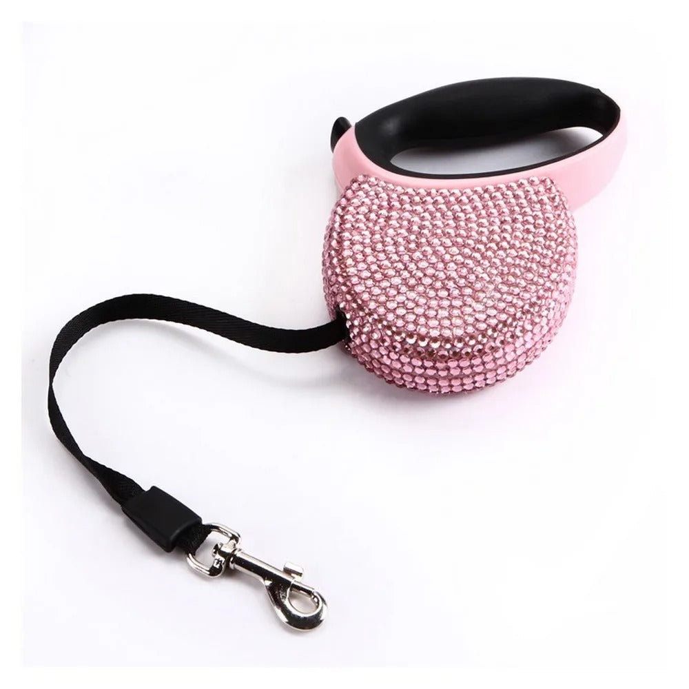 Chic Canin Leash – Rhinestone Retractable Leash | Glamorous Walks for Small Dogs & Cats