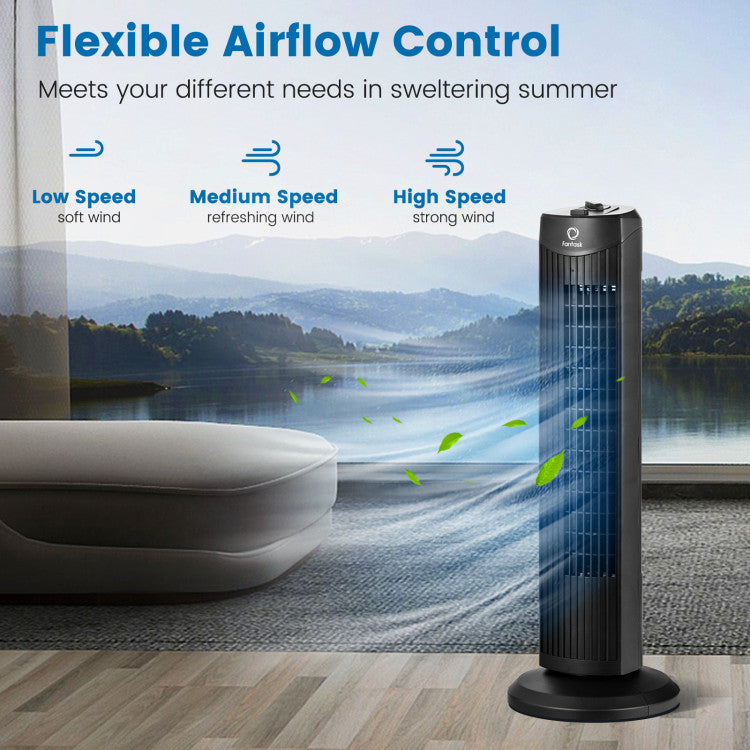 Quiet 35W Bladeless Fan – 28-Inch Oscillating Tower Design for Safe & Stylish Cooling | Whisper Breeze | For Daily Indoor Comfort
