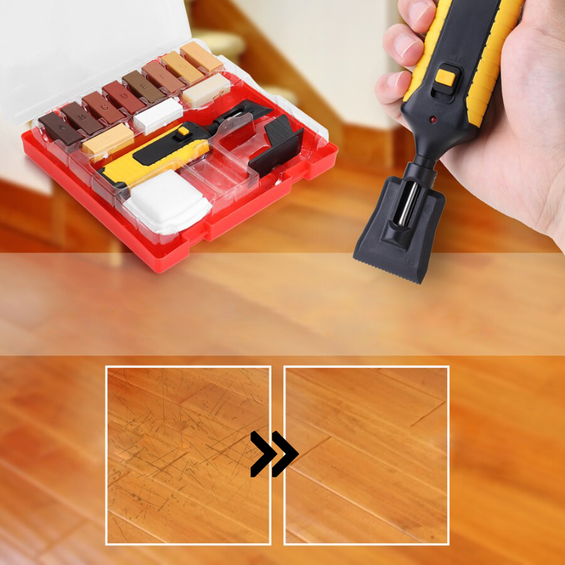 WoodRenew Pro – Complete Wooden Floor Repair Kit with Color-Matching Wax Blocks