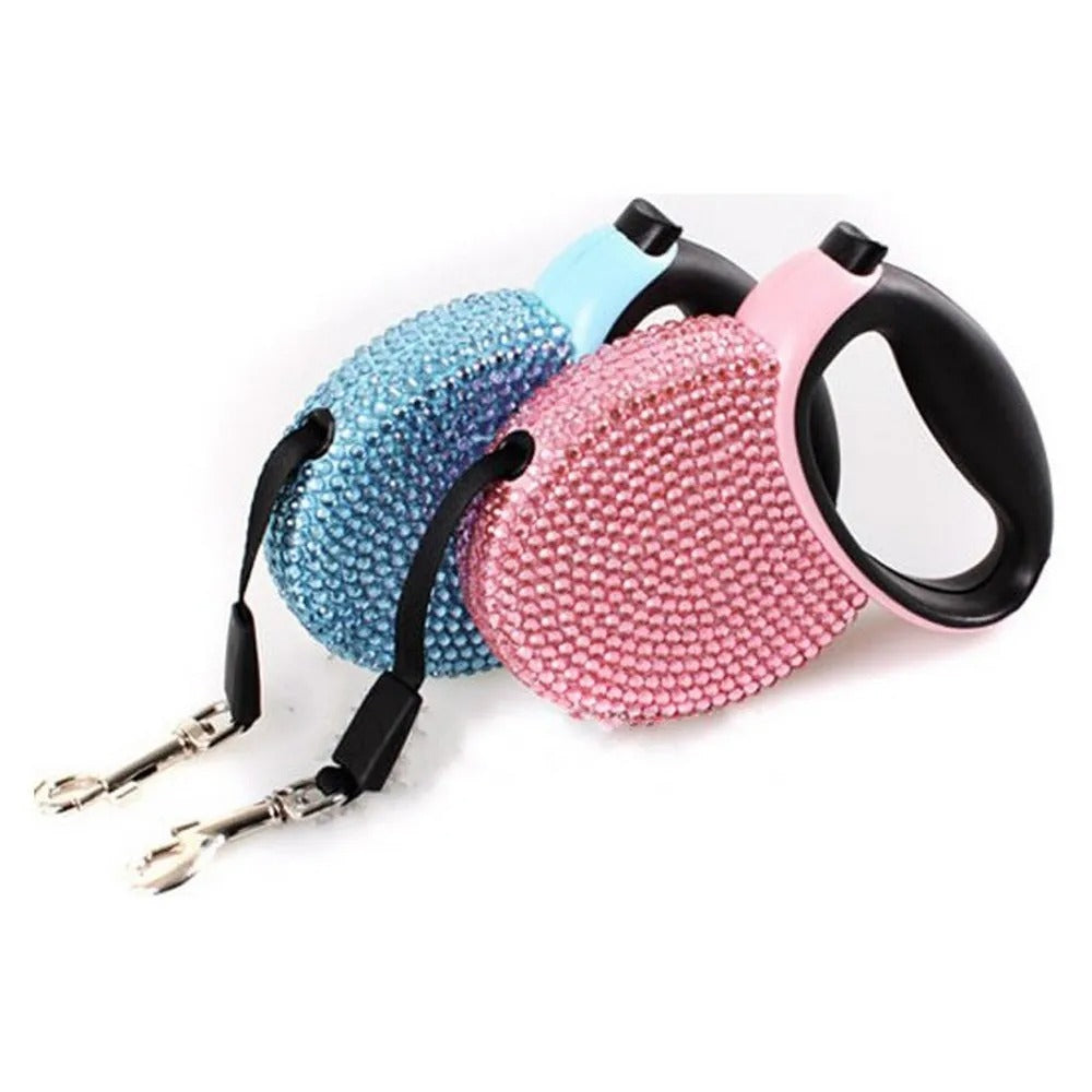 Chic Canin Leash – Rhinestone Retractable Leash | Glamorous Walks for Small Dogs & Cats
