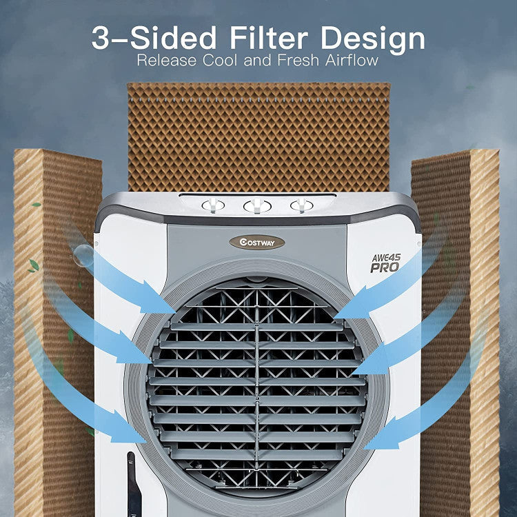 Industrial Evaporative Cooler – 4-in-1 Air Fan with 12-Gallon Water Tank & Easy-Roll Wheels | High Volume Flow | For Workshops & Garages