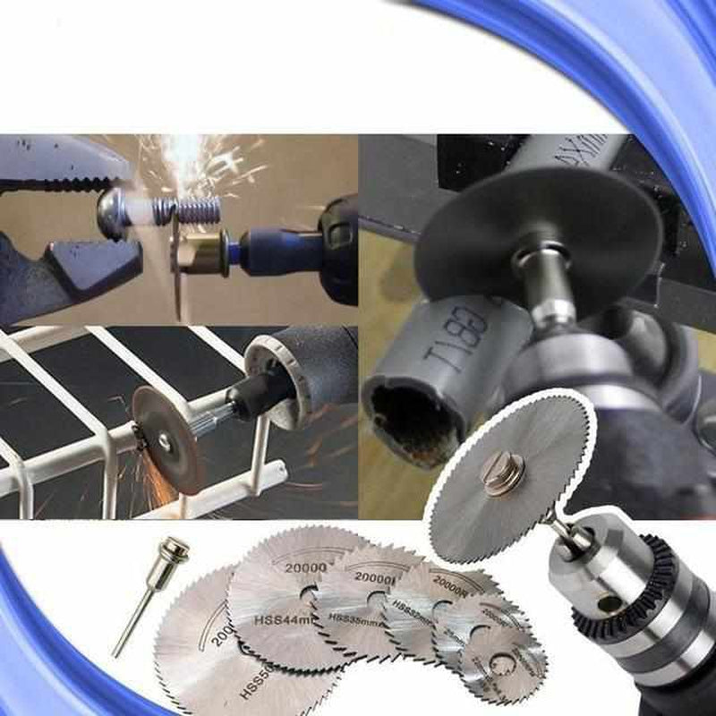 6-Piece Circular Saw Blade Set – High-Speed Steel Cutting Discs for Drills | Wood, Metal & Plastic