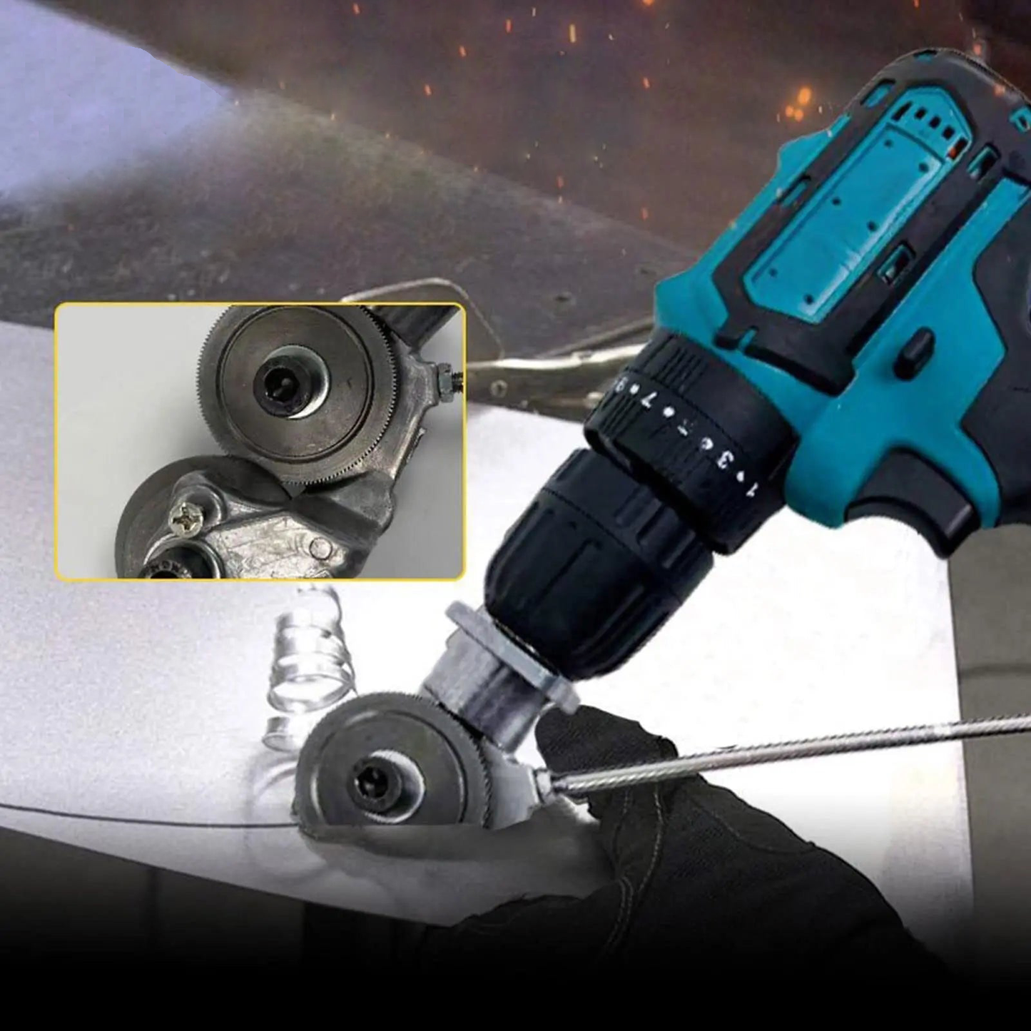 Electric Plate Cutter – Drill Attachment for Safe, Effortless Sheet Cutting