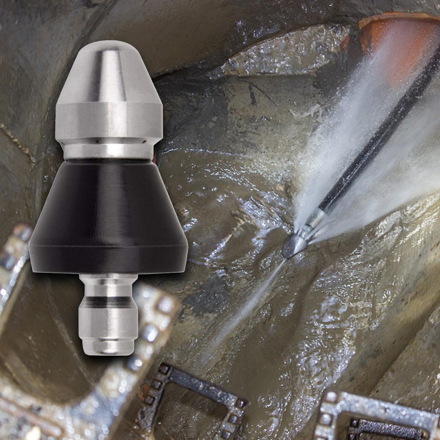 High-Pressure Sewer Cleaning Sprayer – Powerful Stainless Steel Jet Nozzle for Fast Pipe Unclogging