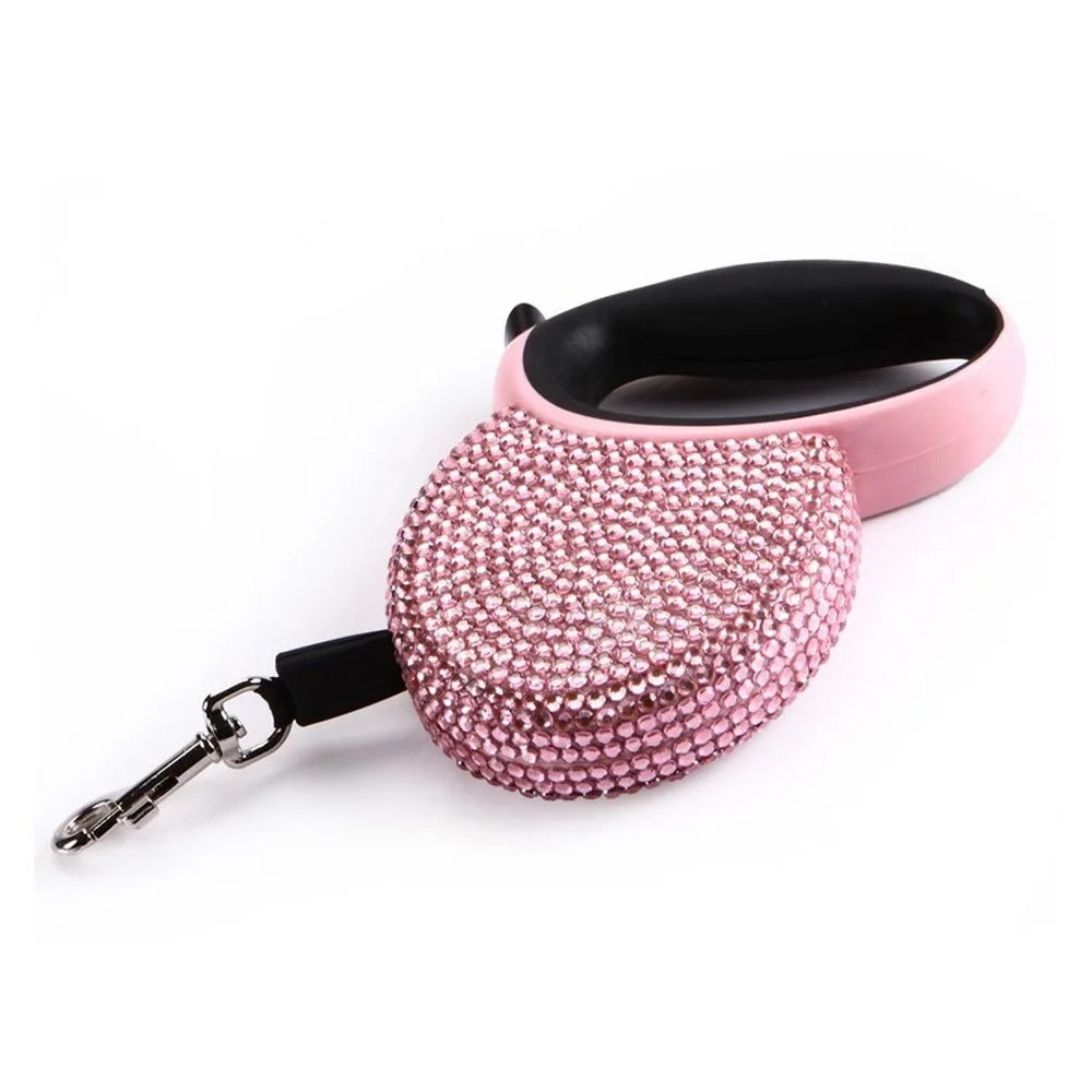Chic Canin Leash – Rhinestone Retractable Leash | Glamorous Walks for Small Dogs & Cats
