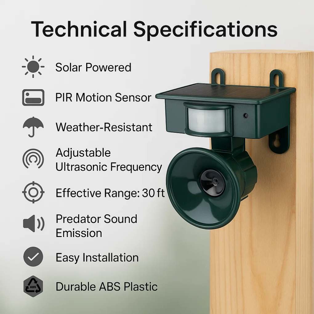 Birdguard Sensor – Motion-Activated Bird Repeller for Quiet Outdoor Spaces
