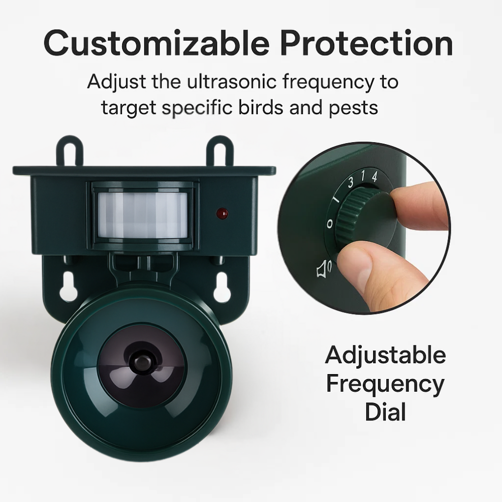 Birdguard Sensor – Motion-Activated Bird Repeller for Quiet Outdoor Spaces