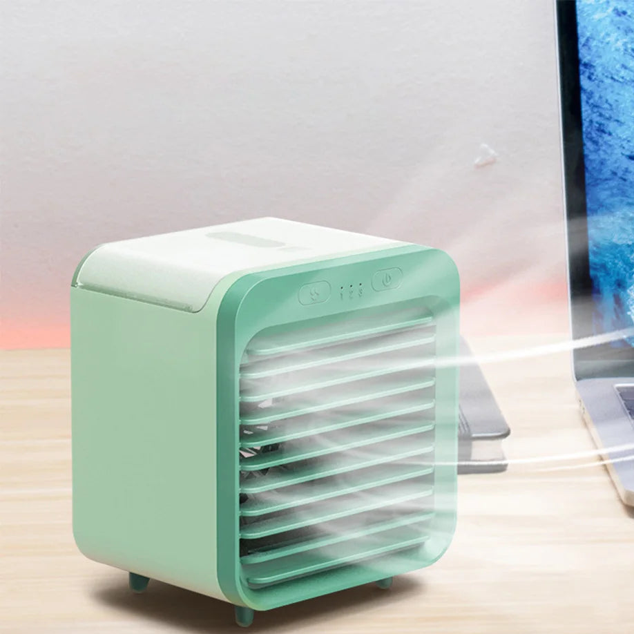 Coolivio Mini Aircooler | Portable 3-in-1 USB fan with air humidification & cooling function | 3 levels | 2500mAh battery | For office, travel & at home