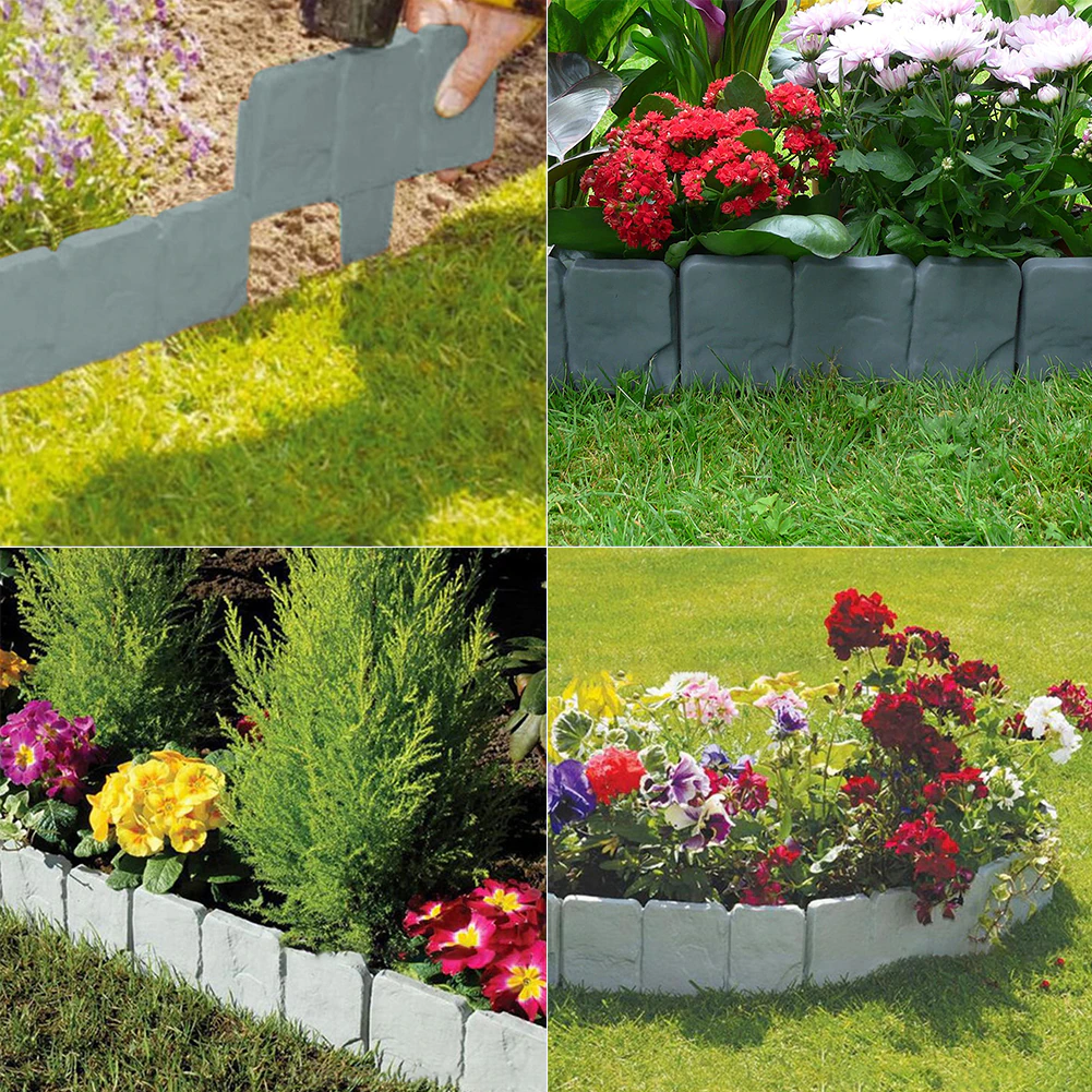 Decorative Garden Stones – 10-Piece Border Set for Flower Beds & Lawns with Cobblestone Look