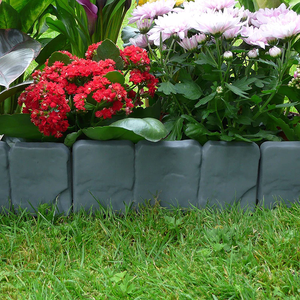 Decorative Garden Stones – 10-Piece Border Set for Flower Beds & Lawns with Cobblestone Look