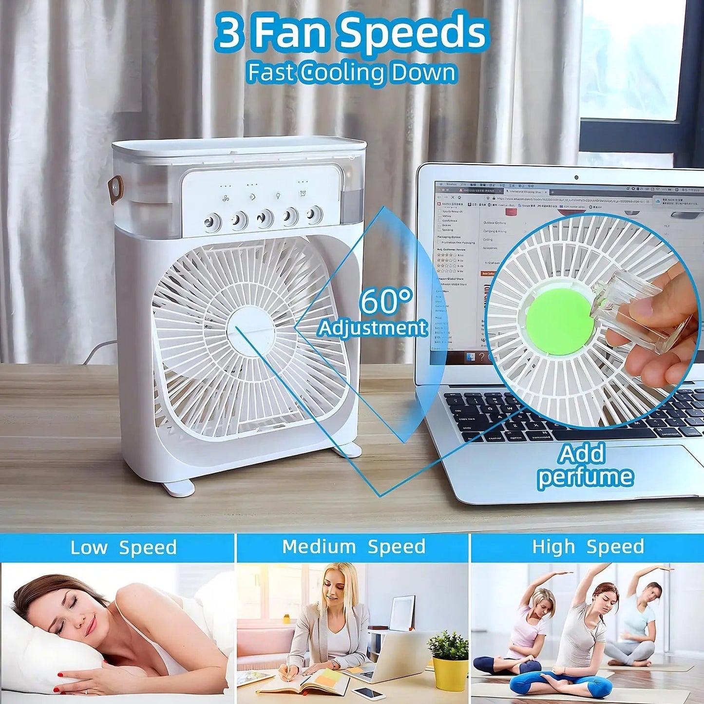 Luxyecs | AirCooler Pro 3-in-1 Fan, Air Conditioner & Humidifier with 7-Color LED Light