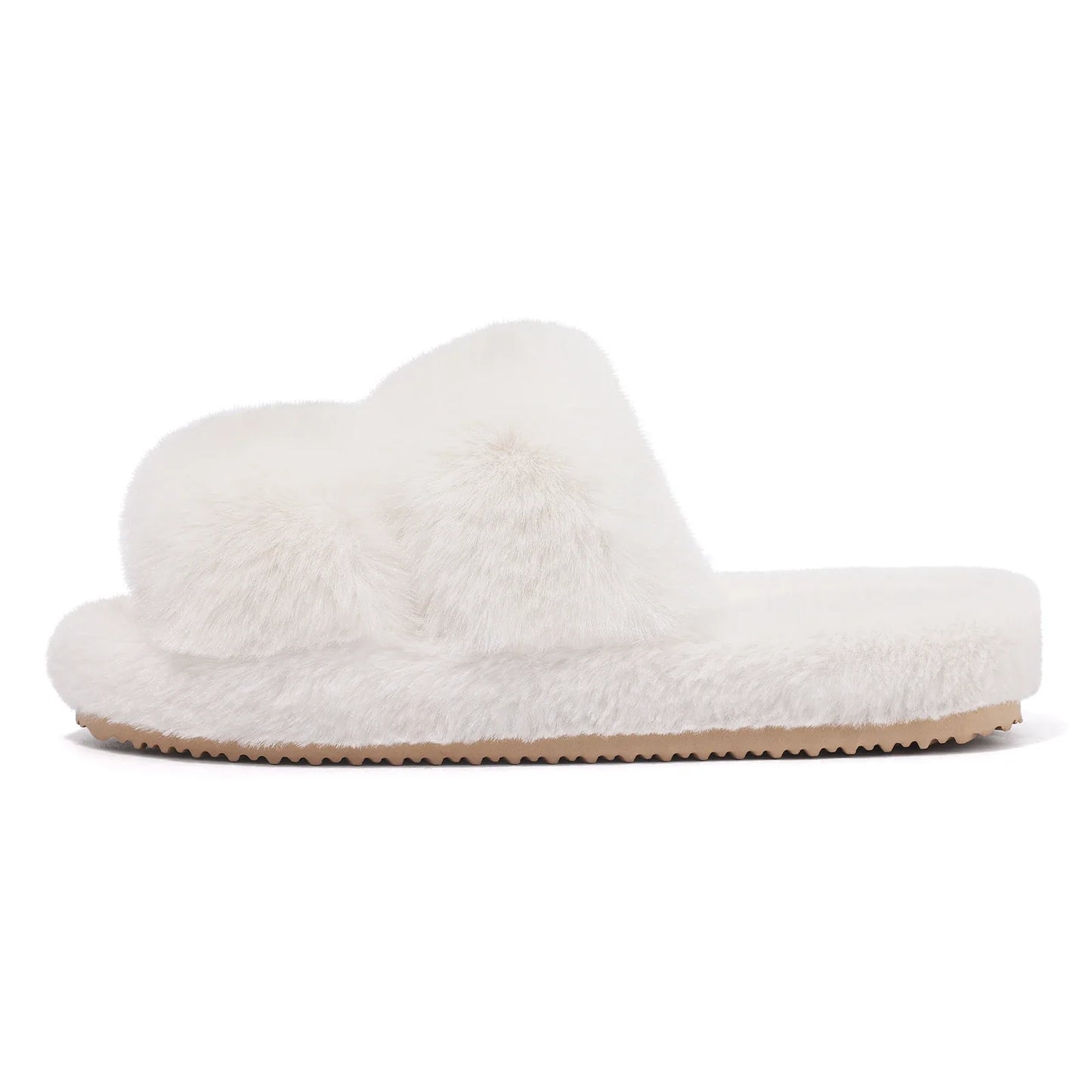 Women's Open Toe Plush Slippers with Adjustable Strap and Soft Sole