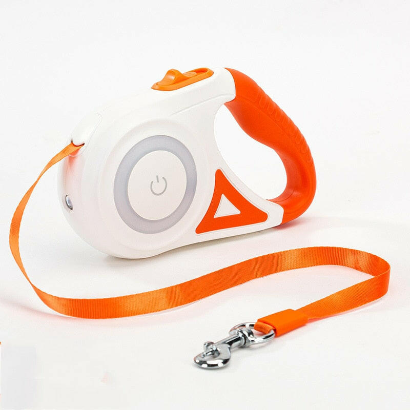 SmartLead NightWalk – Retractable Dog Leash with LED Light – 3m Auto Extend, USB Rechargeable