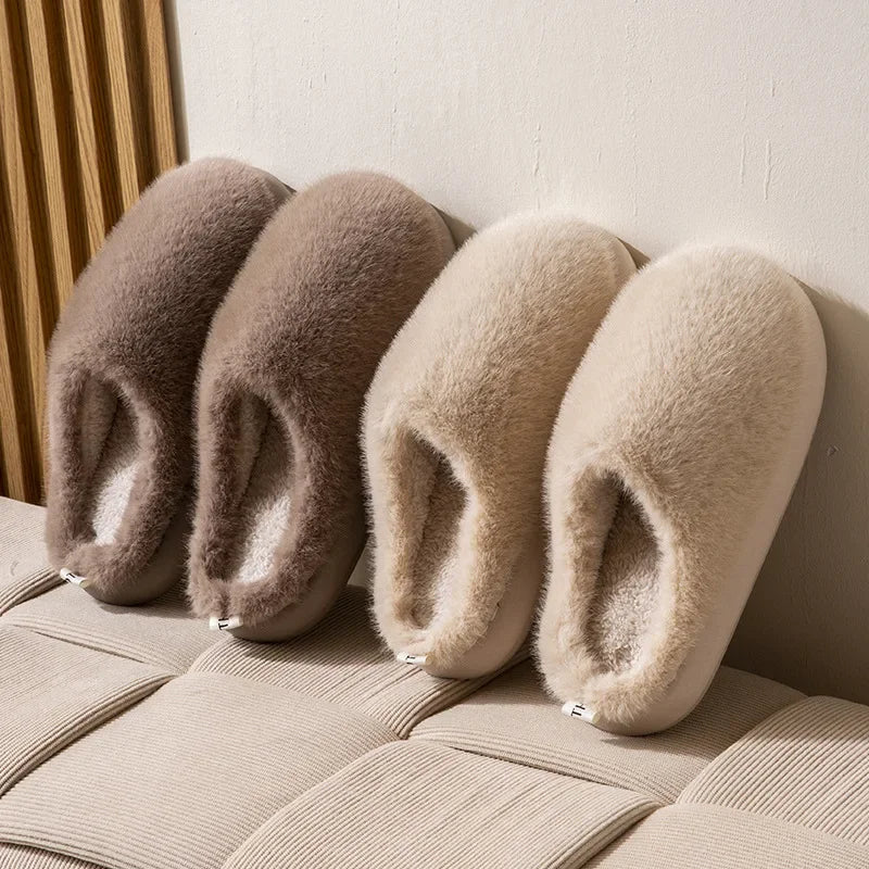 Women’s Plush Indoor Slippers with Closed Toe and Soft Warm Lining