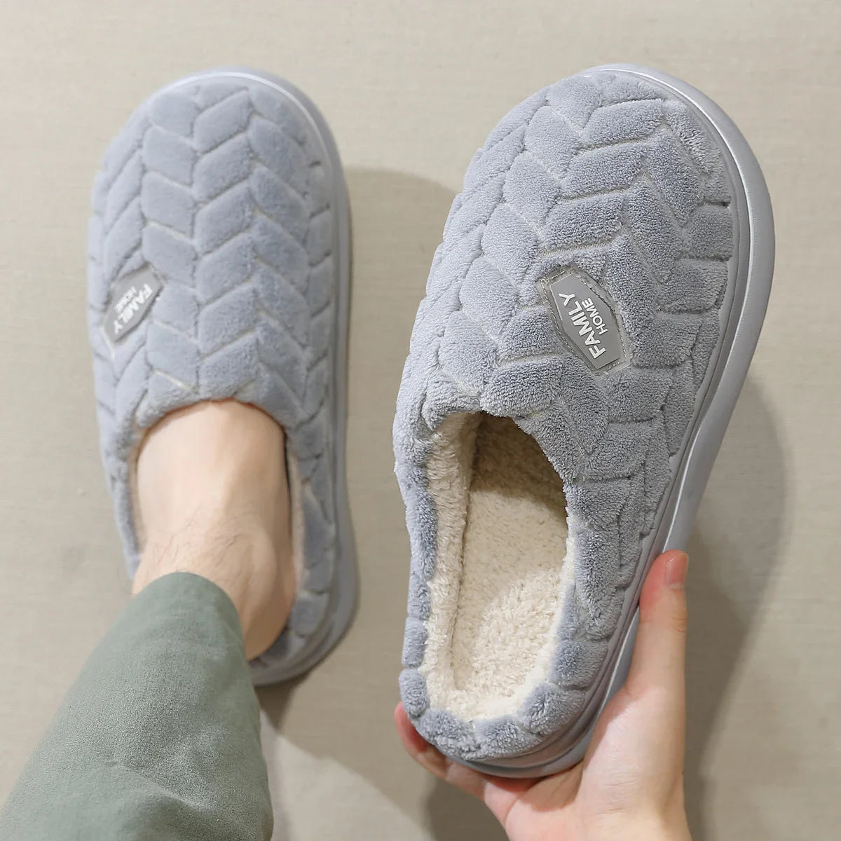 Women's Quilted Indoor Slippers with Thick Sole and Warm Plush Lining