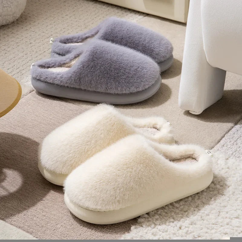 Women’s Plush Indoor Slippers with Closed Toe and Soft Warm Lining