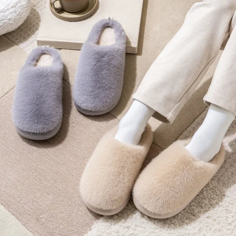 Women’s Plush Indoor Slippers with Closed Toe and Soft Warm Lining
