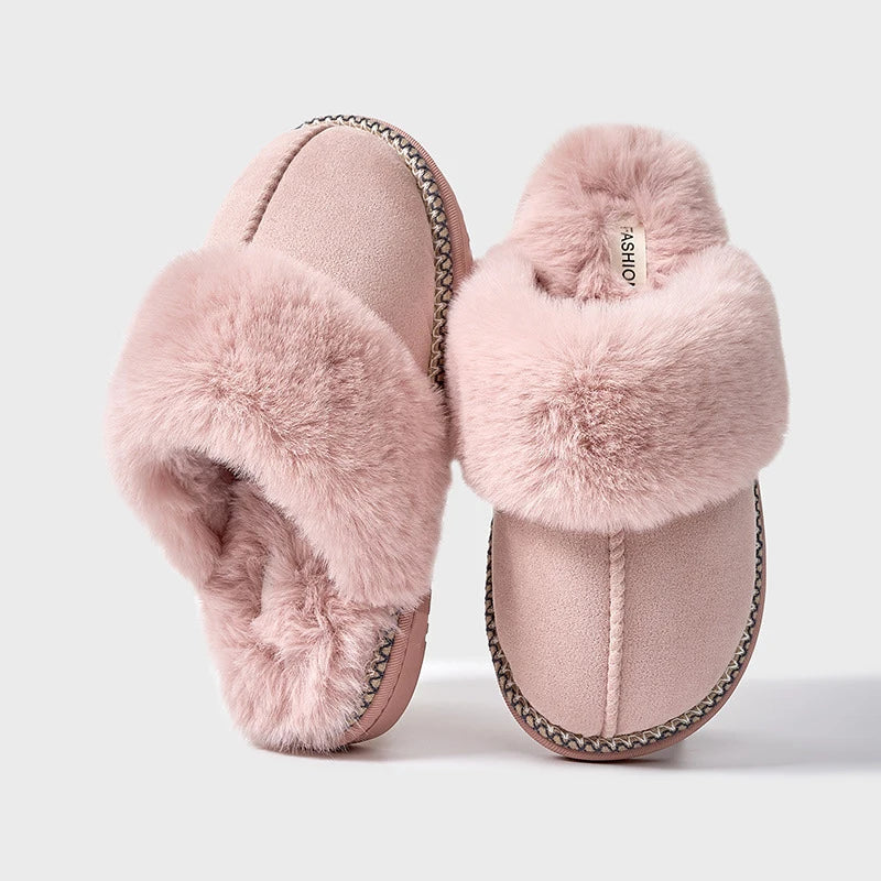 Women's Plush Winter Slippers with Soft Fur Lining and Warm Comfort