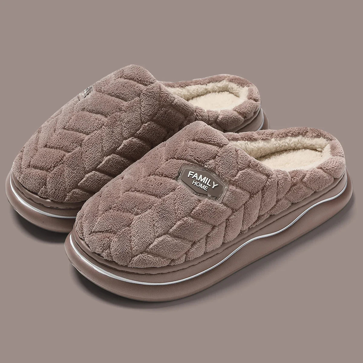 Women's Quilted Indoor Slippers with Thick Sole and Warm Plush Lining