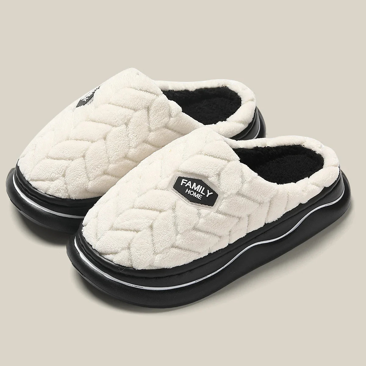 Women's Quilted Indoor Slippers with Thick Sole and Warm Plush Lining