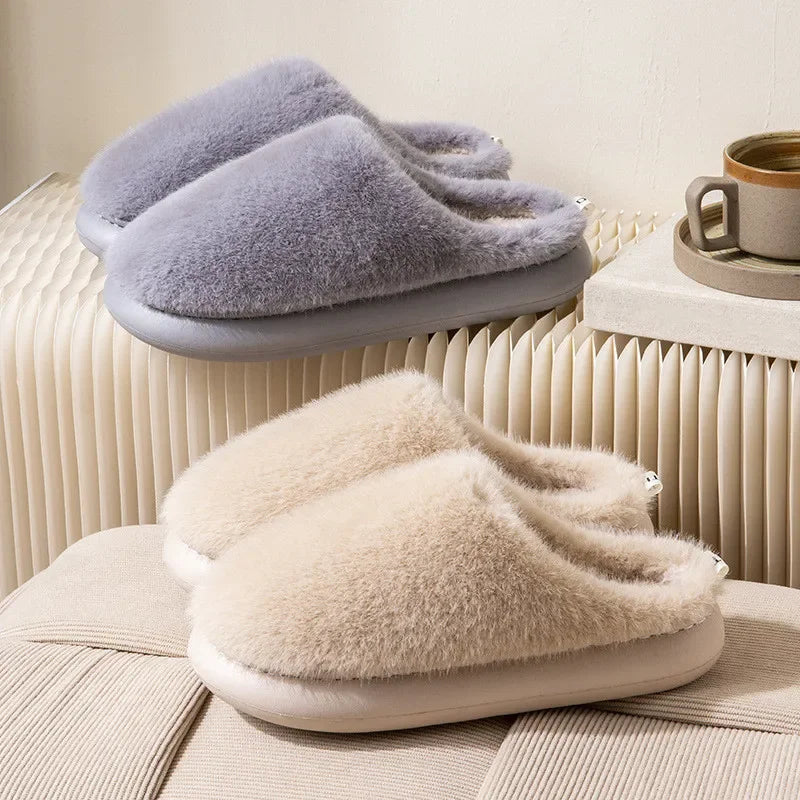 Women’s Plush Indoor Slippers with Closed Toe and Soft Warm Lining