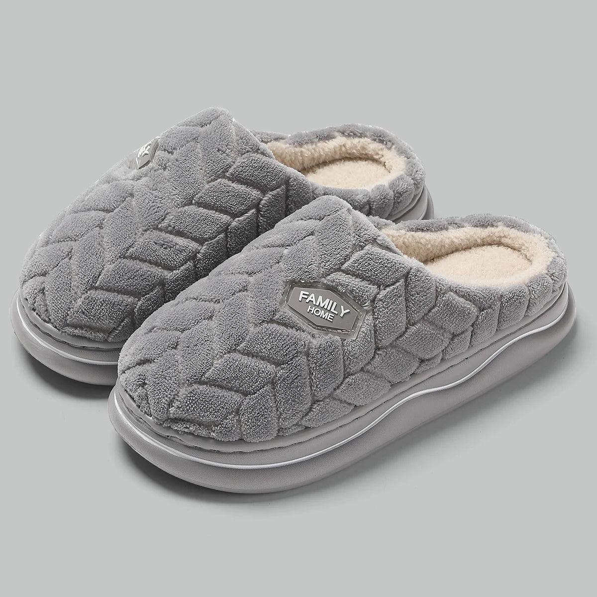Women's Quilted Indoor Slippers with Thick Sole and Warm Plush Lining