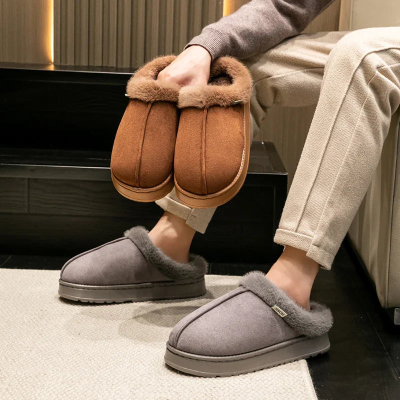 Women's Indoor Plush Slippers with Warm Lining and Non-Slip Sole