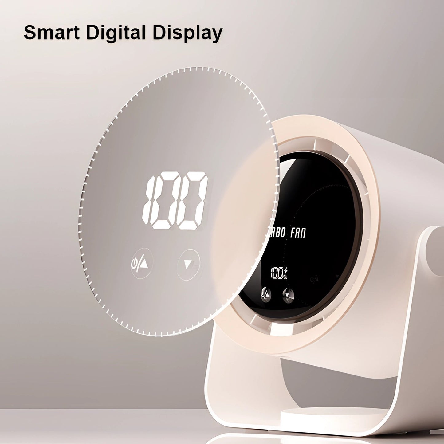 Bladeless Turbo Fan with LED Display – Compact, Quiet Cooling Solution for Bedrooms and Living Rooms