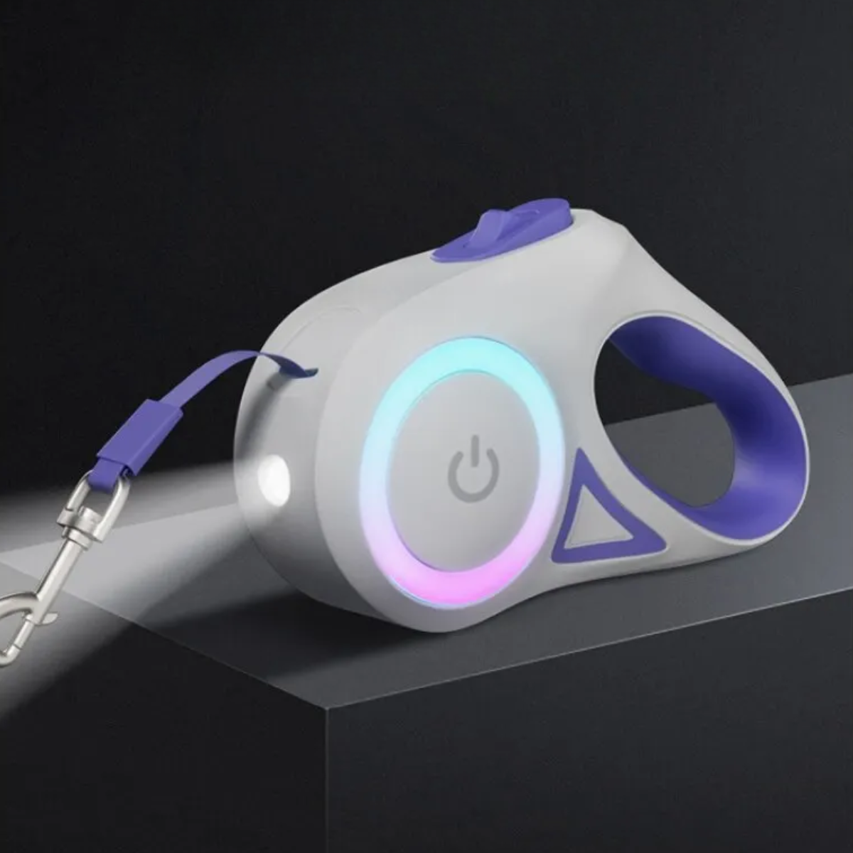 SmartLead NightWalk – Retractable Dog Leash with LED Light – 3m Auto Extend, USB Rechargeable