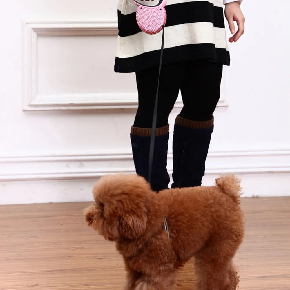 Chic Canin Leash – Rhinestone Retractable Leash | Glamorous Walks for Small Dogs & Cats