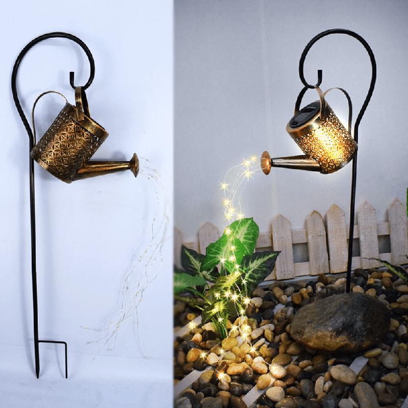 Solar Watering Can Lamp – Wrought Iron Garden Light with 36 Warm LEDs for Magical Outdoor Ambience