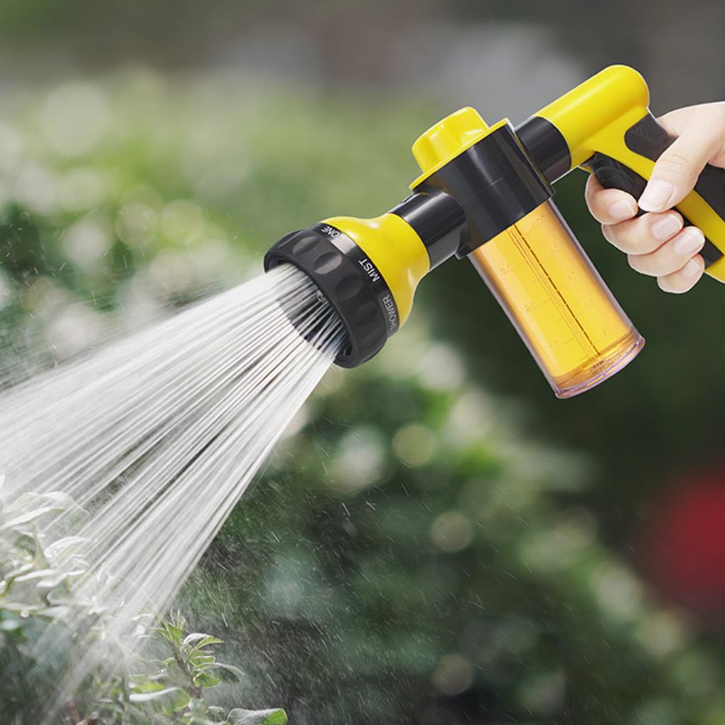 High-Pressure Garden Hose Nozzle – 8-Mode Spray Head with Built-In Soap Dispenser for Fast Outdoor Cleaning