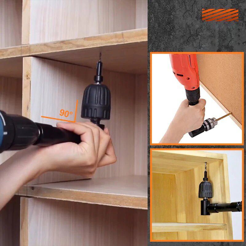 90-Degree Right Angle Drill Extension – Compact Adapter for Tight-Space Drilling