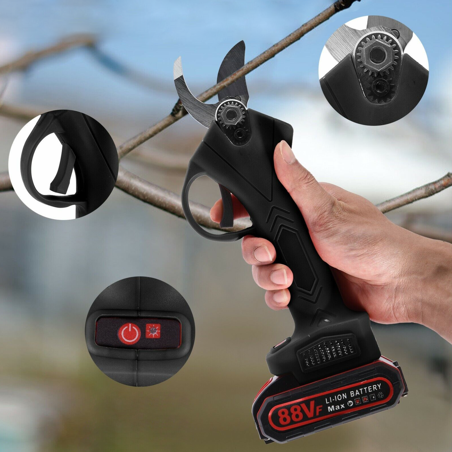 Electric Pruning Shears – Cordless Garden Cutter with 21V Battery & Precision Blades for Effortless Branch Trimming