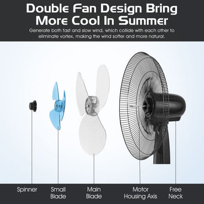 Adjustable Height Floor Fan – 16-Inch Oscillating Stand with Low-Noise Operation | Custom Cool | For Living Room & Workspace Use