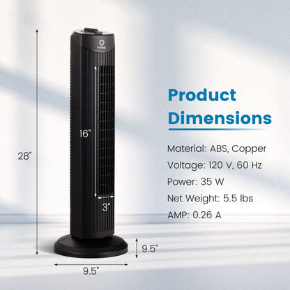 Quiet 35W Bladeless Fan – 28-Inch Oscillating Tower Design for Safe & Stylish Cooling | Whisper Breeze | For Daily Indoor Comfort