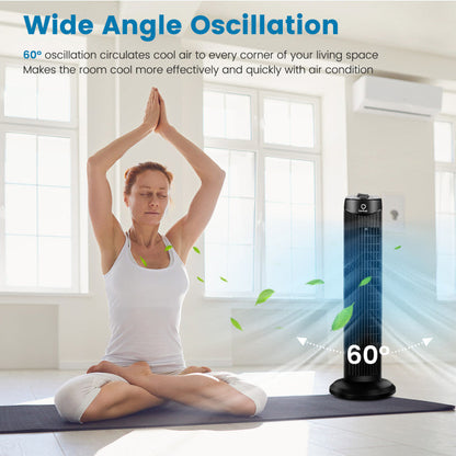 Quiet 35W Bladeless Fan – 28-Inch Oscillating Tower Design for Safe & Stylish Cooling | Whisper Breeze | For Daily Indoor Comfort