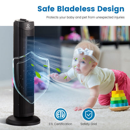 Quiet 35W Bladeless Fan – 28-Inch Oscillating Tower Design for Safe & Stylish Cooling | Whisper Breeze | For Daily Indoor Comfort