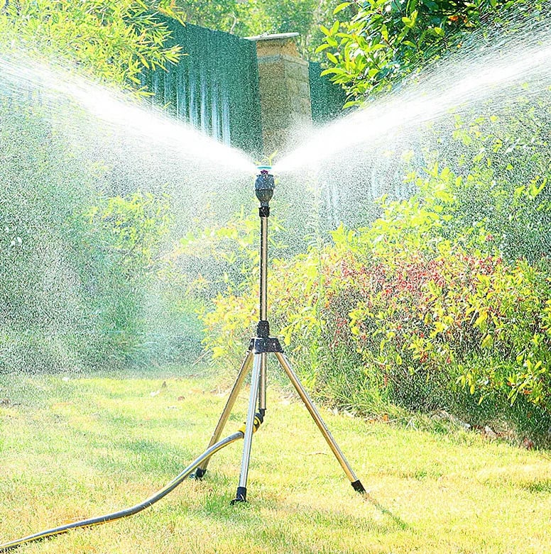 Adjustable Rotating Irrigation Sprayer – 360° Stainless Steel Tripod