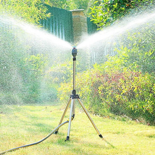 Adjustable Rotating Irrigation Sprayer – 360° Stainless Steel Tripod