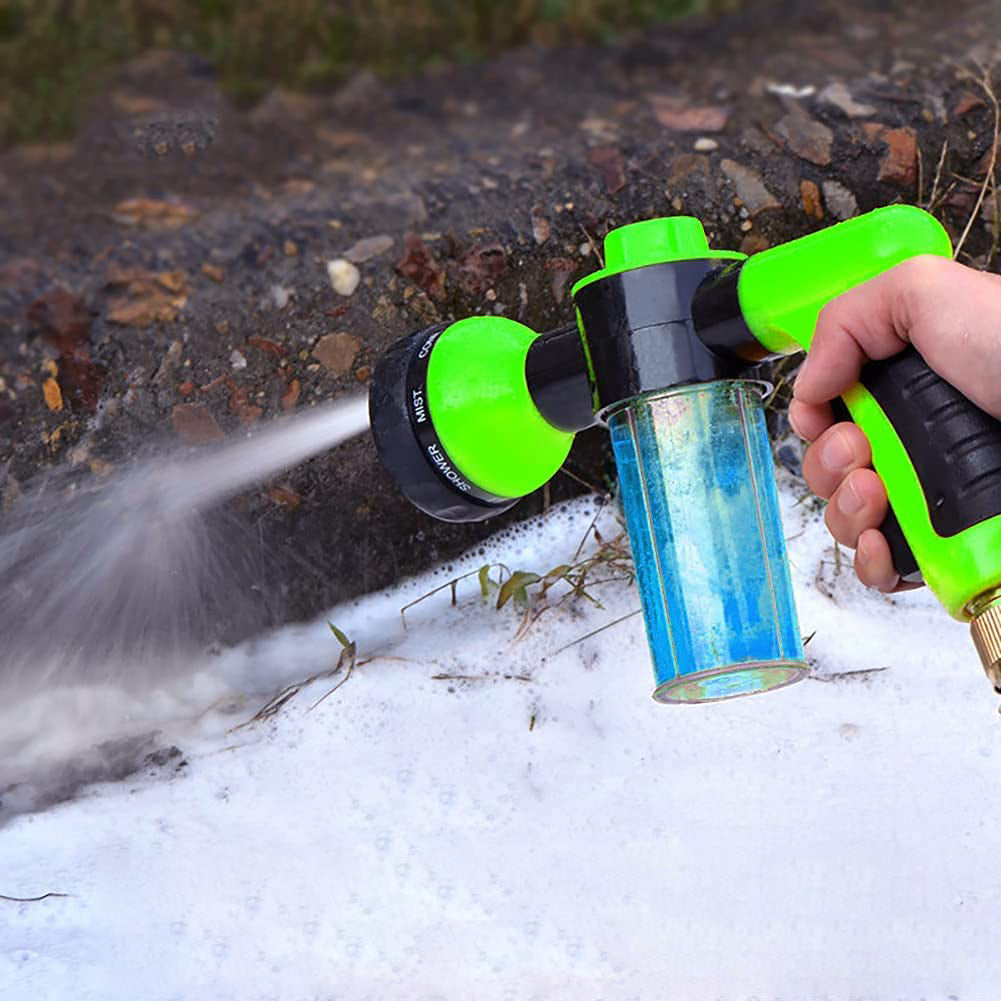 FoamJet – 8-Mode High-Pressure Foam Gun Nozzle with 100ml Soap Reservoir
