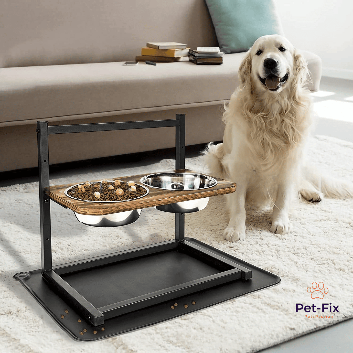 Snackhaven – Ergonomic Dog Feeding Station with Stainless Steel Bowls