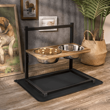 Snackhaven – Ergonomic Dog Feeding Station with Stainless Steel Bowls