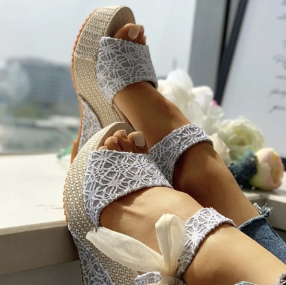 Women's Lace-Up Wedge with Platform Sole