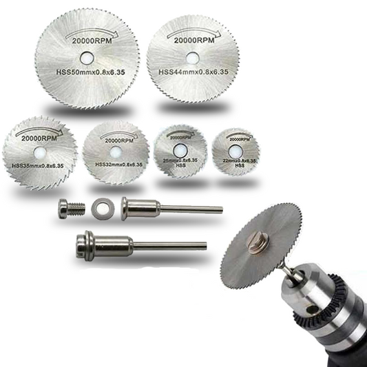 6-Piece Circular Saw Blade Set – High-Speed Steel Cutting Discs for Drills | Wood, Metal & Plastic