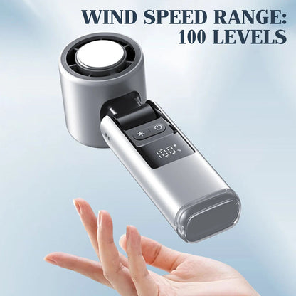 Cooliox Mini hand fan | 100 wind turbines & digital display | Foldable & USB load bar | 4000mAh battery